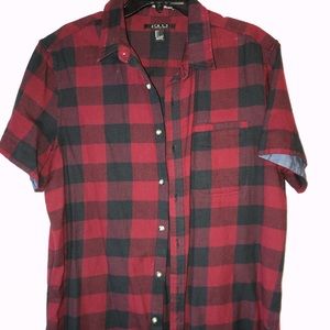 Red & black short sleeve dress shirt